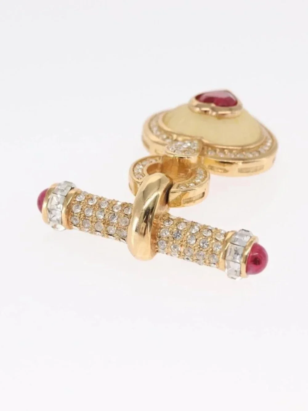 Christian Dior Earring Brooch metal Gold Tone Auth 169930V